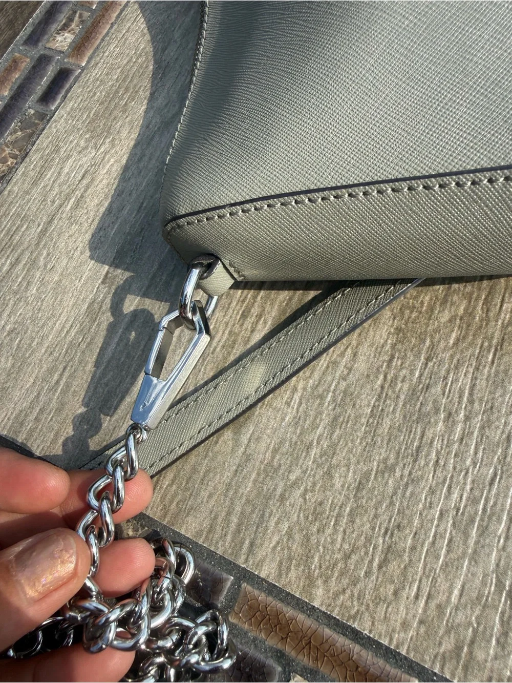 EUC Rebecca Minkoff Avery_ Saffiano Leather Neutral Crossbody Bag
